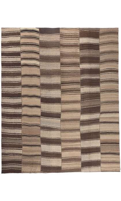 13 x 16 Brown Vintage Striped Turkish Kilim Rug 60635