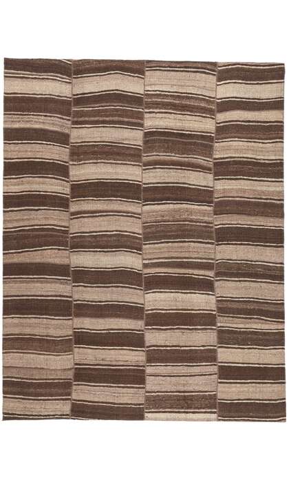 9 x 11 Brown Vintage Striped Turkish Kilim Rug 60638