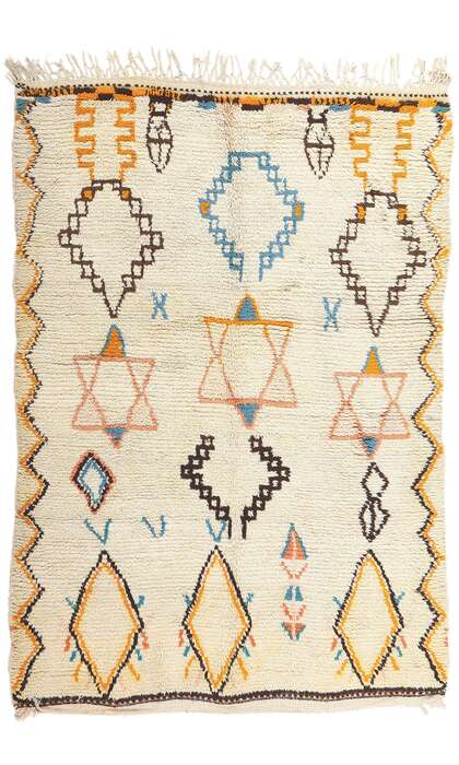 5 x 6 Vintage Judaica Moroccan Azilal Rug 74732