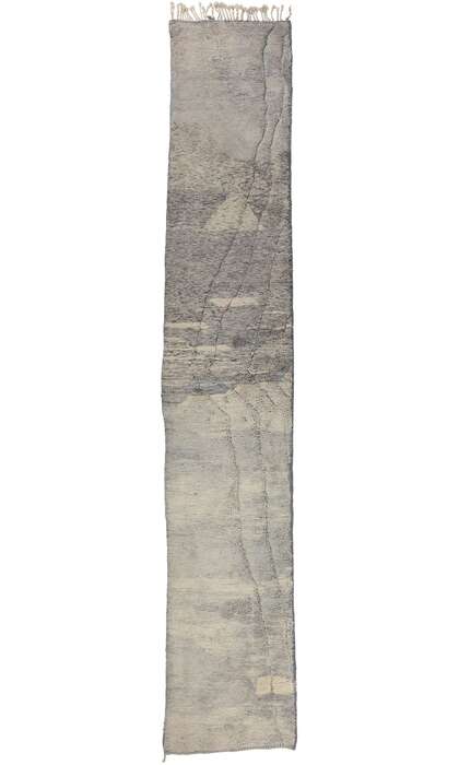 3 x 18 Extra-Long Modern Gray Moroccan Rug Runner 78685