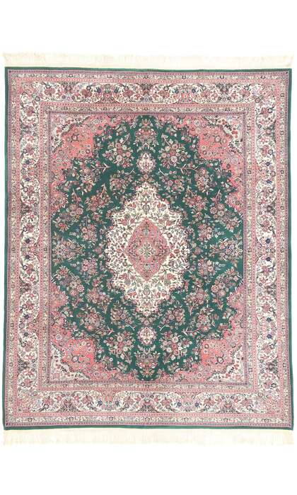 ​​8 x 10 Pink and Green Vintage Chinese Tabriz Rug 78669​