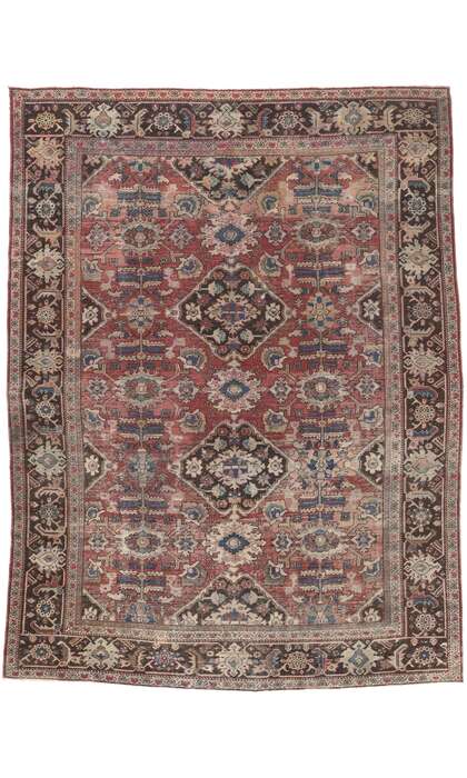 ​11 x 14 Distressed Antique Persian Mahal Rug 78710