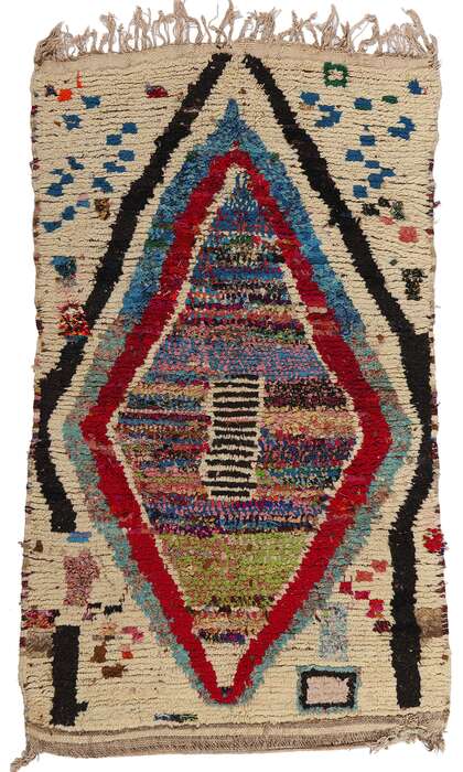 4 x 6 Colorful Vintage Morocccan Azilal Rag Rug 21722