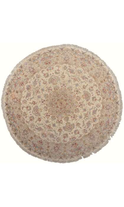 ​8 x 8 Vintage Persian Tabriz Round Area Rug 78716​