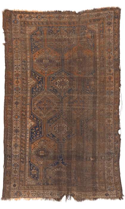 ​6 x 9 Distressed Antique-Worn Persian Shiraz Rug 78530