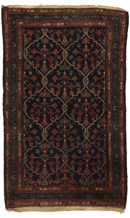 3 x 4 Small Antique Black Persian Hamadan Rug 78737