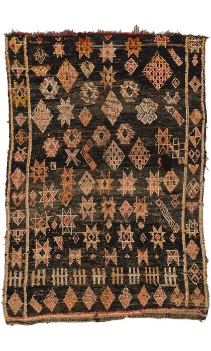 5 x 7 Vintage Black Beni Mrirt Moroccan Rug 21767