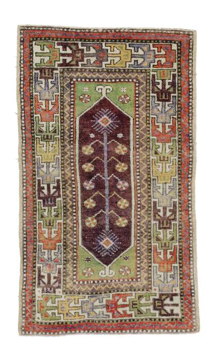 3 x 5 Colorful Vintage Turkish Oushak Rug 51742