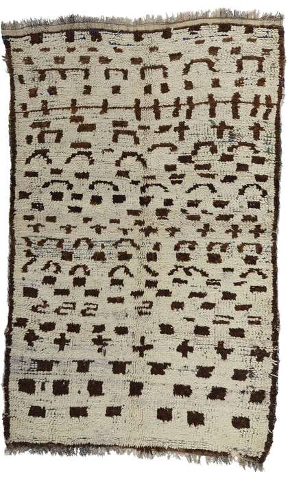 5 x 8 Vintage Neutral Moroccan Azilal Rag Rug 21817