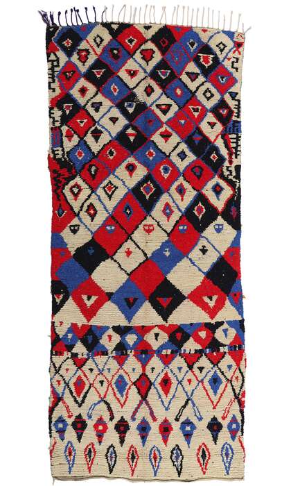 4 x 10 Colorful Vintage Moroccan Azilal Rag Rug 21739