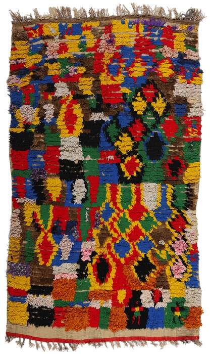 4 x 7 Colorful Vintage Moroccan Azilal Rag Rug 21738