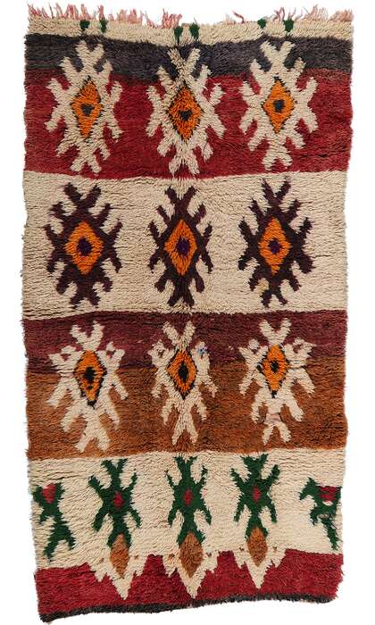 4 x 8 Vintage Earth-Tone Moroccan Azilal Rug 21753