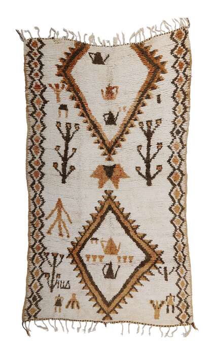 6 x 10 Vintage Neutral Moroccan Azilal Rug 21822