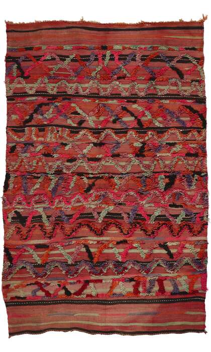 5 x 8 Vintage High-Low Taznakht Moroccan Rug 21832