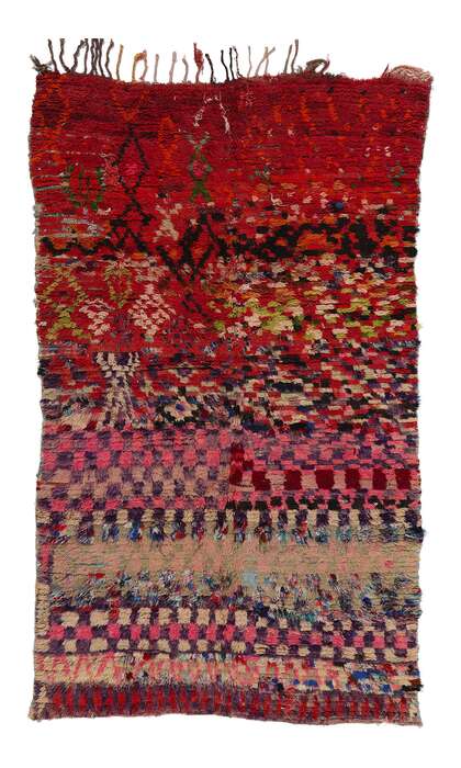 5 x 8 Vintage Checkered Boujad Moroccan Rag Rug 21816