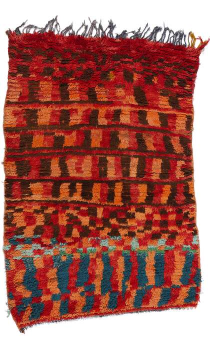 4 x 5 Vintage Red Boujad Moroccan Rug 21733