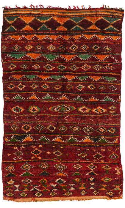 ​5 x 8 Vintage Earth-Tone Boujad Moroccan Rug 21754