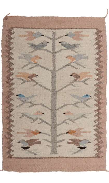 2 x 3 Vintage Navajo Pictorial Tree of Life Rug 78719