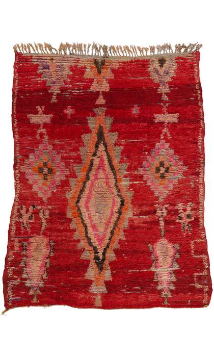 5 x 7 Vintage Red Boujad Moroccan Rag Rug 21831