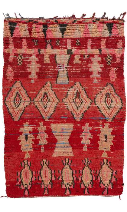 5 x 8 Vintage Red Boujad Moroccan Rag Rug 21766