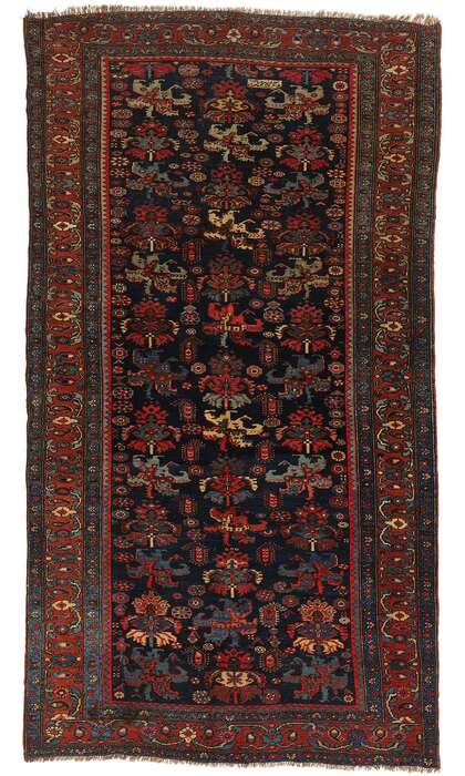 5 x10 Antique Navy Blue Persian Bijar Rug 76771