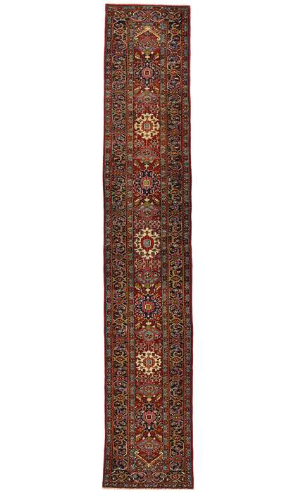 3 x 18 Vintage Persian Heriz Rug Runner 53871