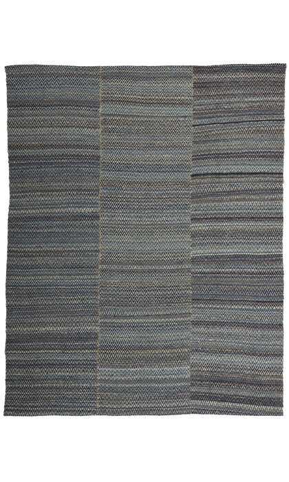 8 x 10 Modern Blue Earth-Tone Chevron Kilim Rug 81103