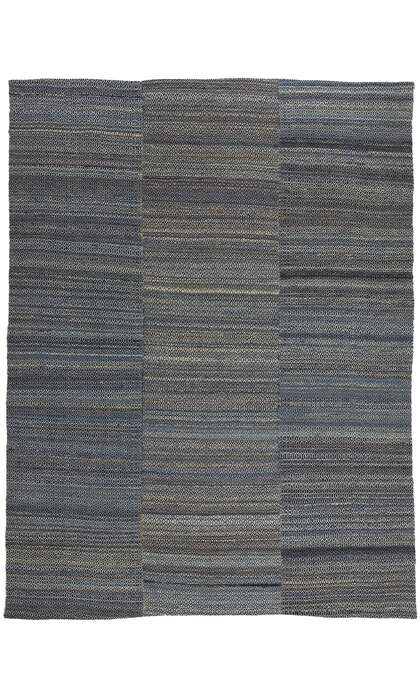 9 x 12 Modern Blue Earth-Tone Diamond Kilim Rug 81099