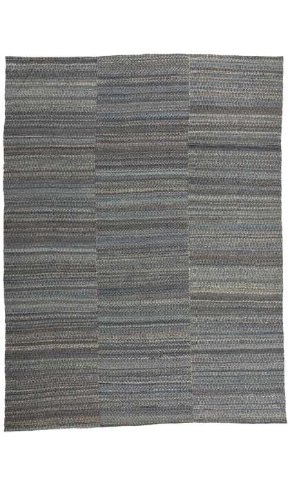 9 x 12 Modern Blue Earth-Tone Geometric Kilim Rug 81102