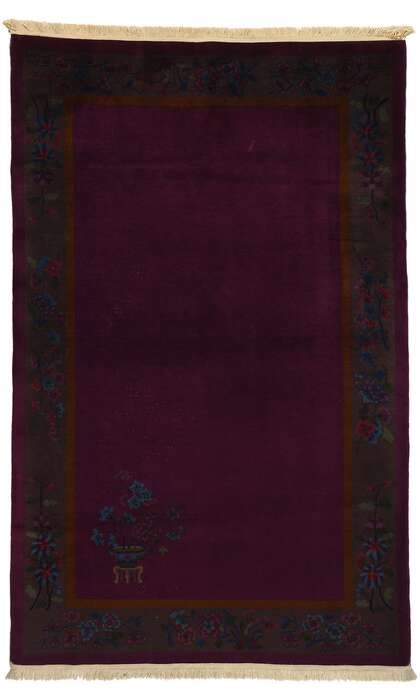 5 x 8 Antique Purple Chinese Art Deco Rug 78725