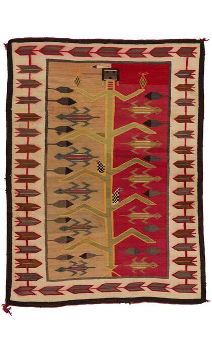 4 x 5 Antique Navajo Pictorial Tree of Life Rug 78722