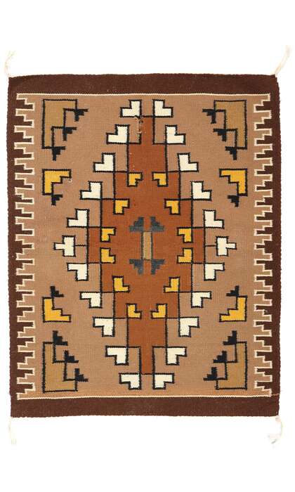 2 x 3 Antique Brown Two Grey Hills Navajo Rug 78748