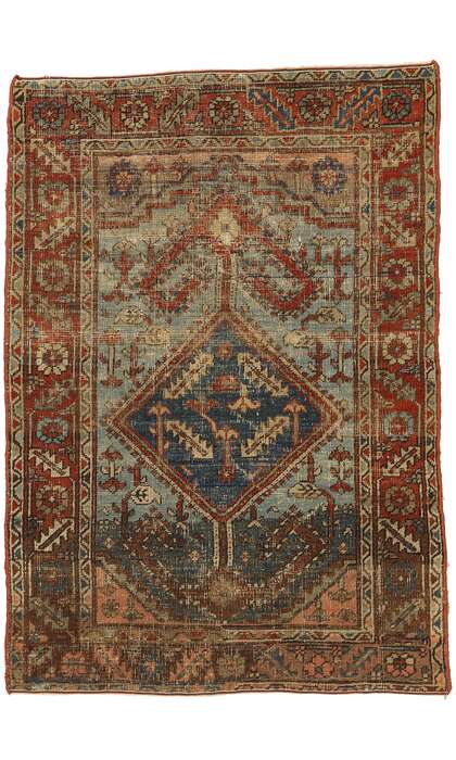 4 x 5 Antique-Worn Persian Heriz Rug 78672