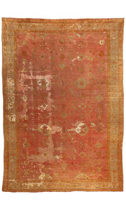 12 x 17 Distressed Antique-Worn Turkish Oushak Rug