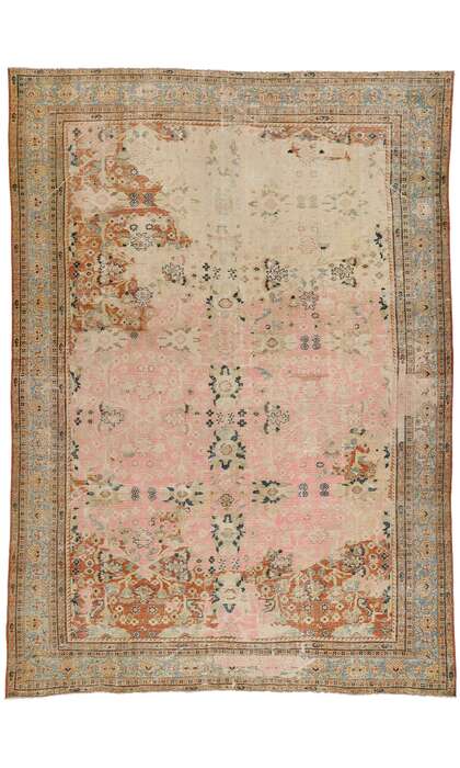 9 x 12 Distressed Antique Pink Persian Sultanabad Rug 53910