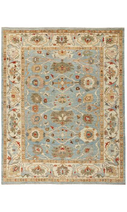 9 x 11 Modern Sky Blue Persian Sultanabad Rug 61283