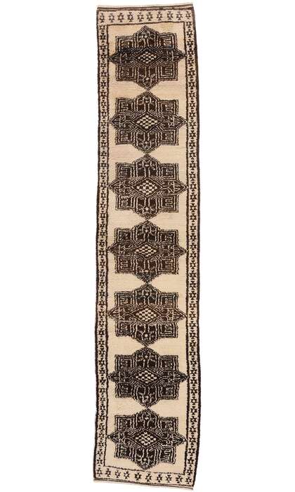 3 x 14 Vintage Neutral Kurdish Rug Runner 53907