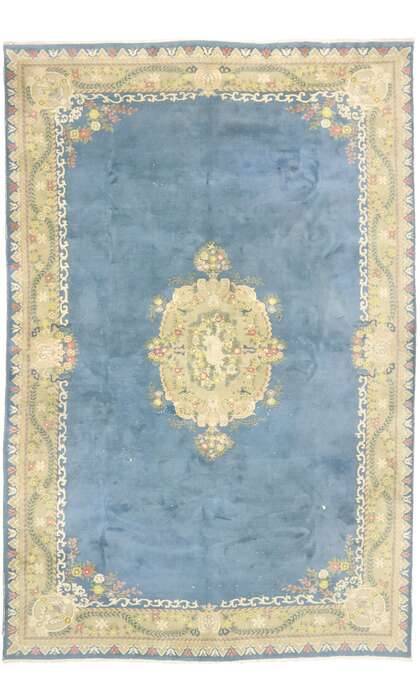 12 x 18 Large Vintage Blue Floral Indian Rug 77509