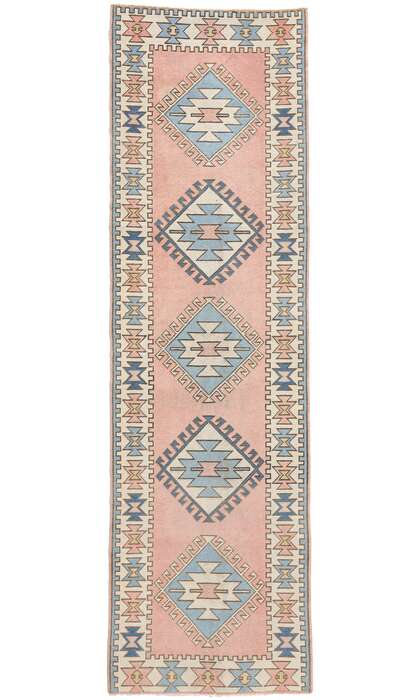 3 x 10 Vintage Pink Turkish Oushak Rug Runner 53928