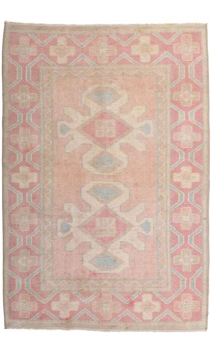 3 x 4 Vintage Pink Turkish Oushak Rug 53931