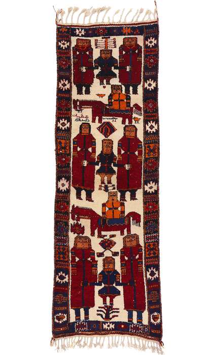 4 x 12 Vintage Kurdish Pictorial Rug 53892