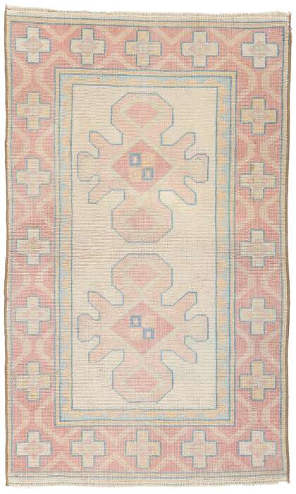 3 x 4 Small Vintage Pink Turkish Oushak Rug 53930