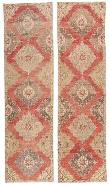 3 x 12 Vintage Red Turkish Oushak Rug 53911 Matching Pair Carpet Runners