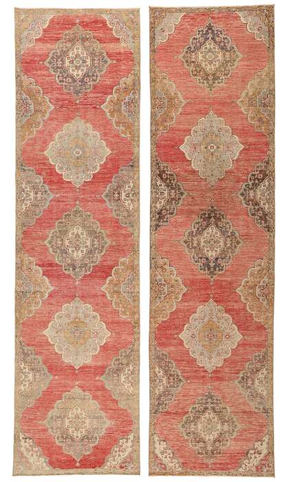 3 x 12 Vintage Red Turkish Oushak Rug 53914 Matching Carpet Runners