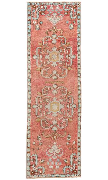 4 x 11 Vintage Red Turkish Oushak Rug 53921