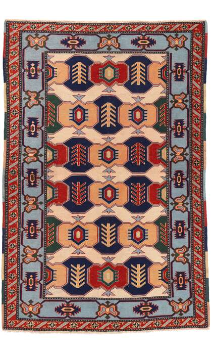 4 x 5 Vintage Turkish Oushak Rug 53923