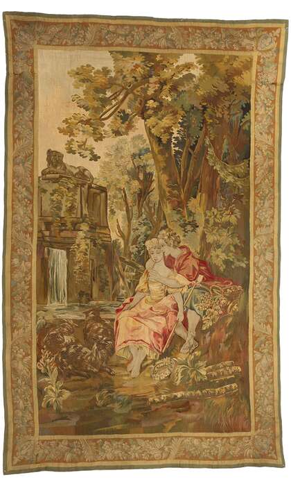 6 x 10 Antique French Aubusson Tapestry 77225