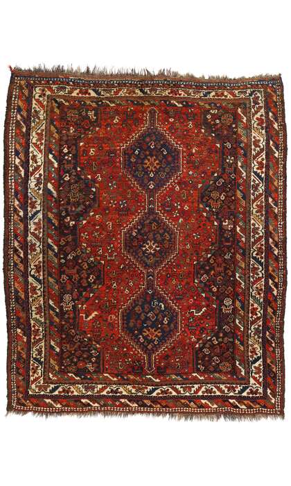 6 x 6 Antique Persian Tribal Shiraz Rug 78155