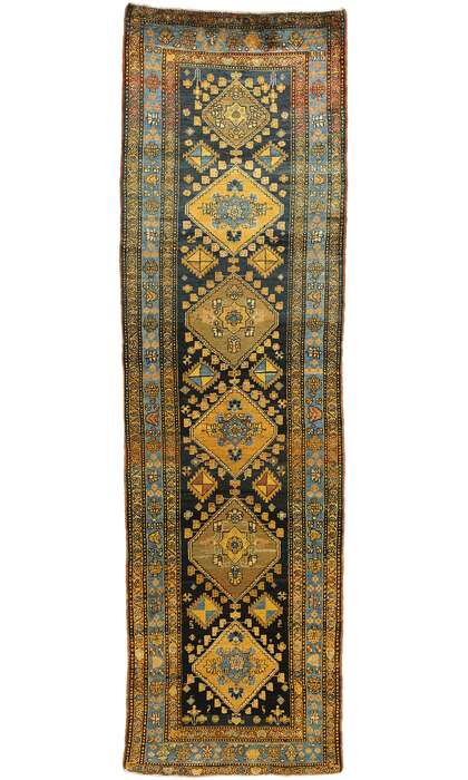 3 x 11 Antique Blue Persian Sarab Rug Runner 73326