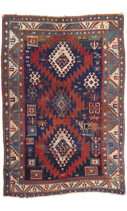 5 x 7 Antique Caucasian Tribal Kazak Rug 78210